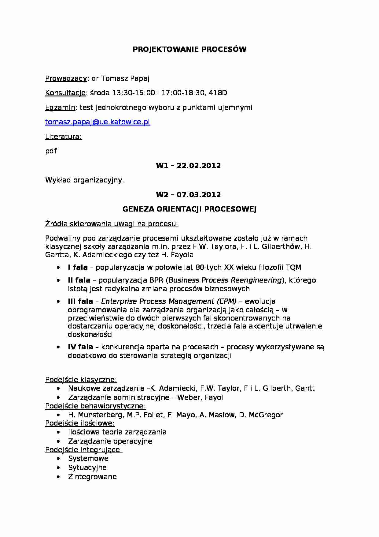 Projektowanie procesów - Papaj Tomasz - strona 1