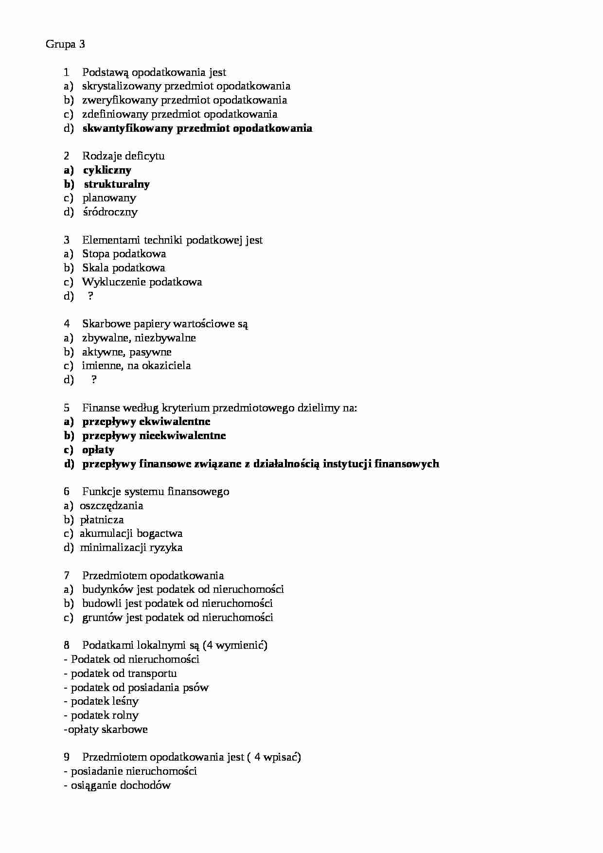  Finanse test  - strona 1
