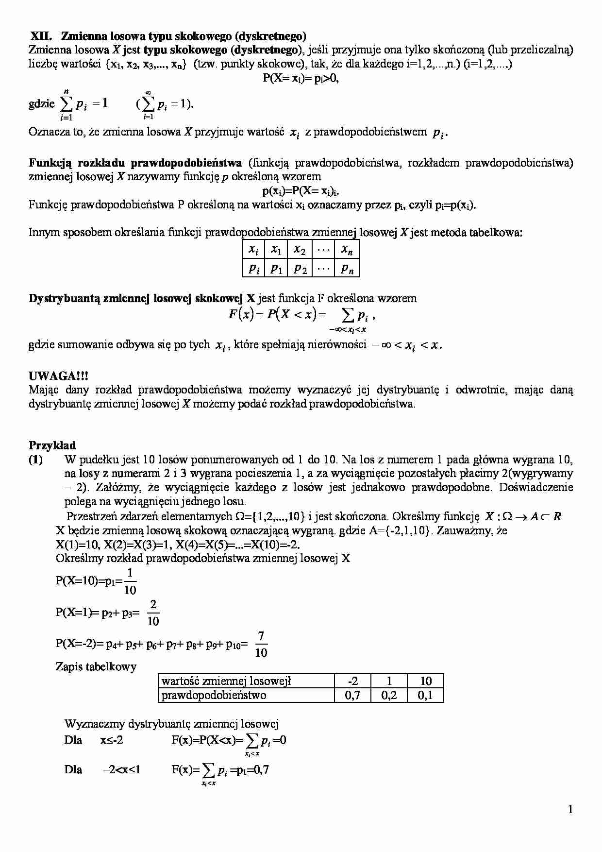 Zmienna losowa typu skokowego - strona 1