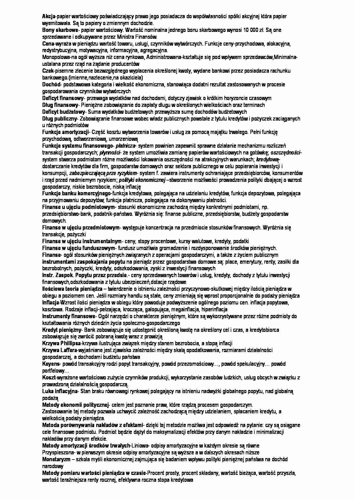 Finanse - definicje - strona 1