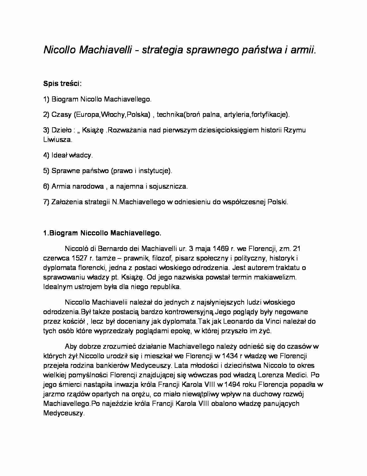 Nicollo Machiavelli - biogram - strona 1