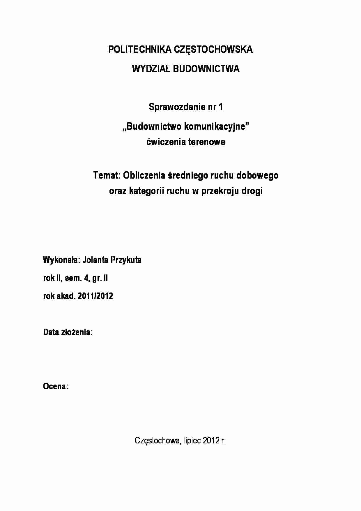 Obliczenia średniego ruchu dobowego - strona 1