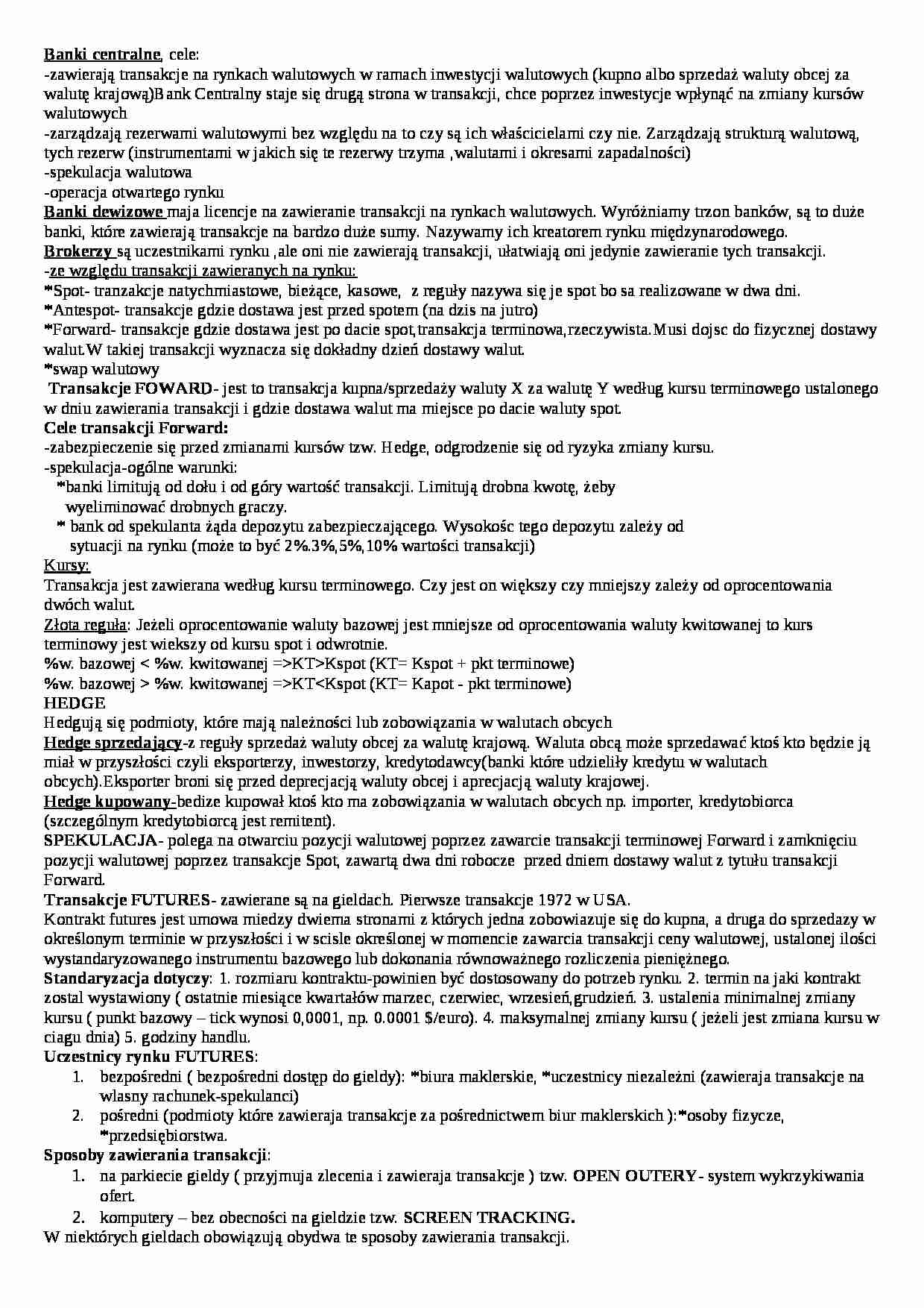 finanse międzynarodowe notatki - strona 1