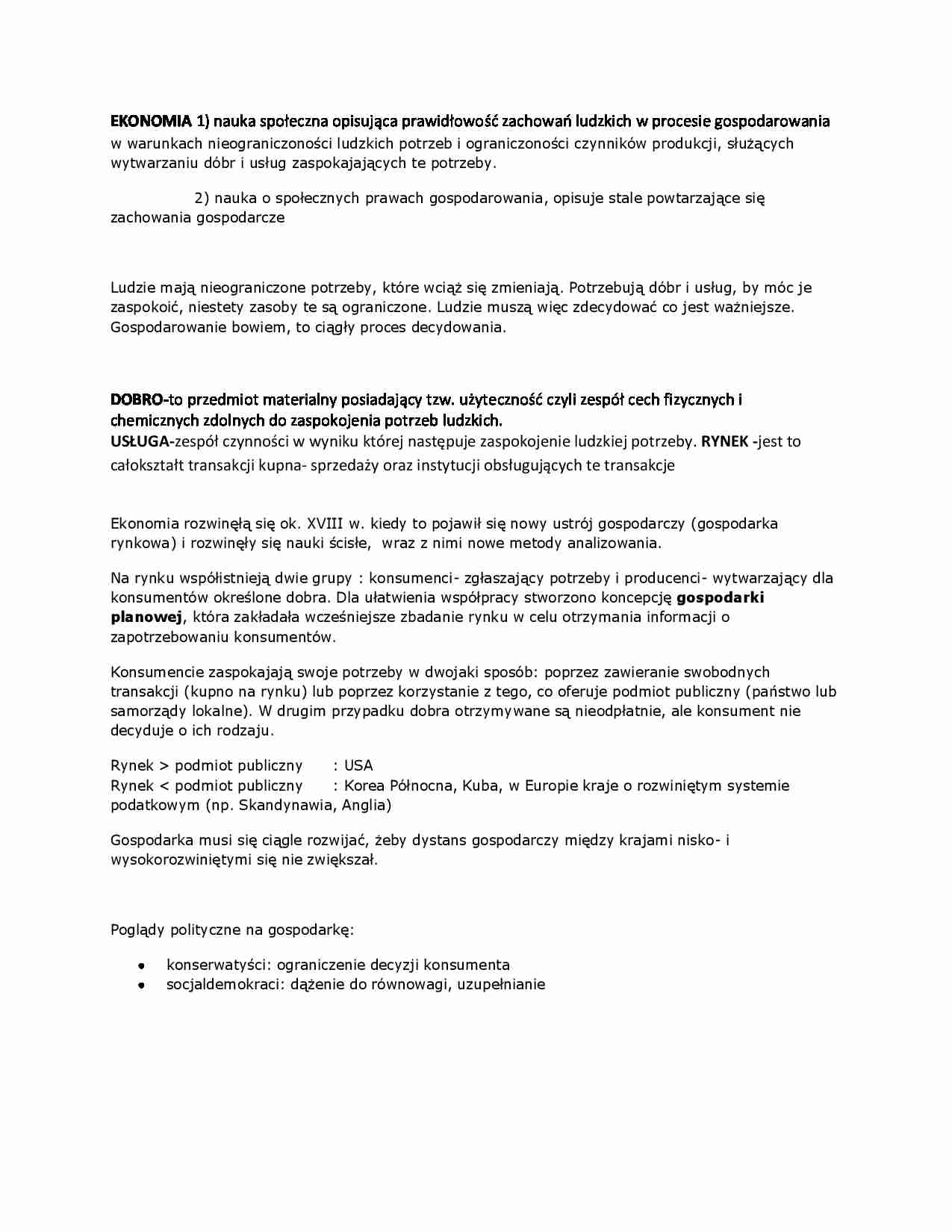 Podstawowe zagadnienia z ekonomii - strona 1