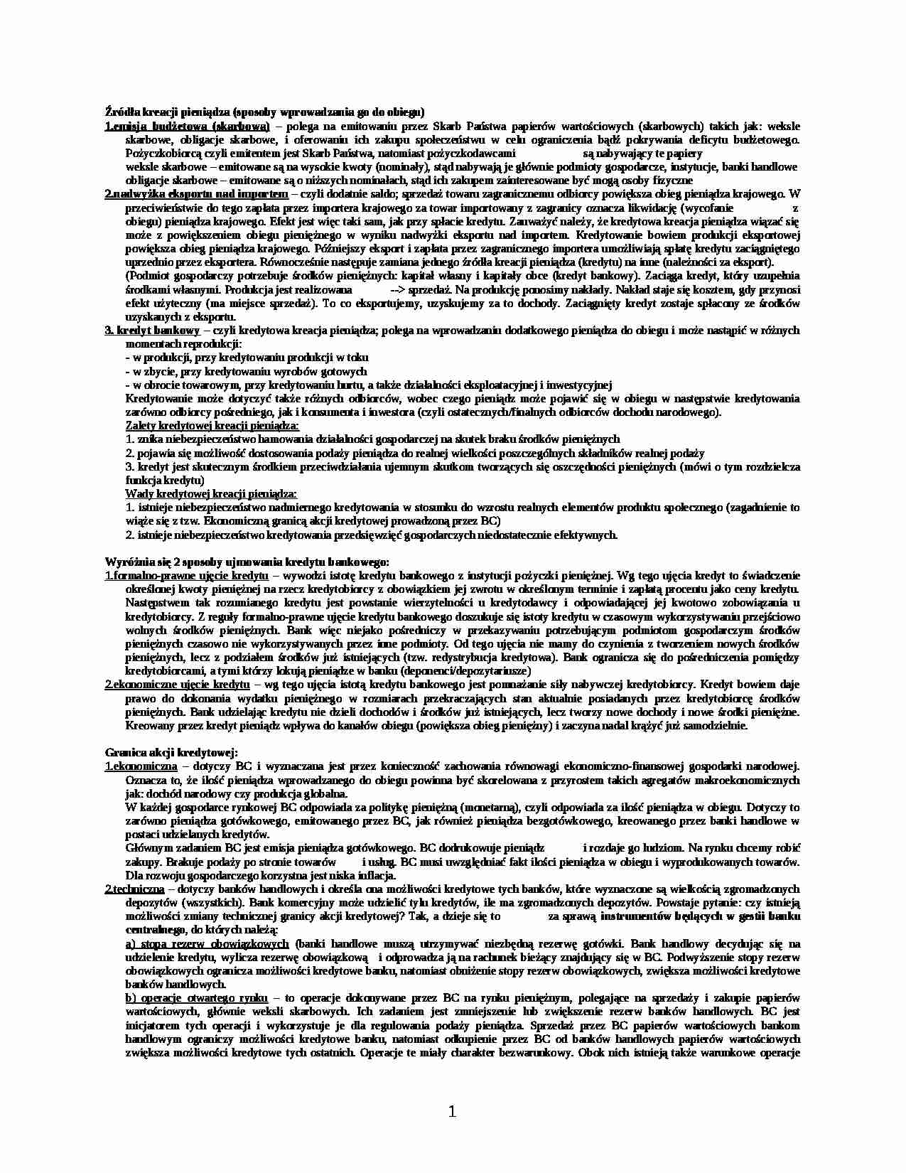Bankowość - pytania na egzamin - strona 1