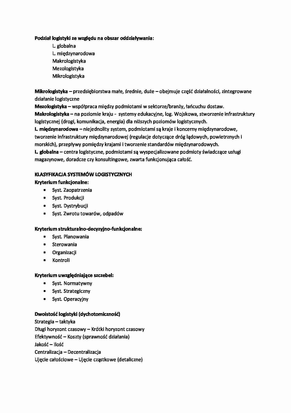 Zarządzanie logistyczne - strona 1