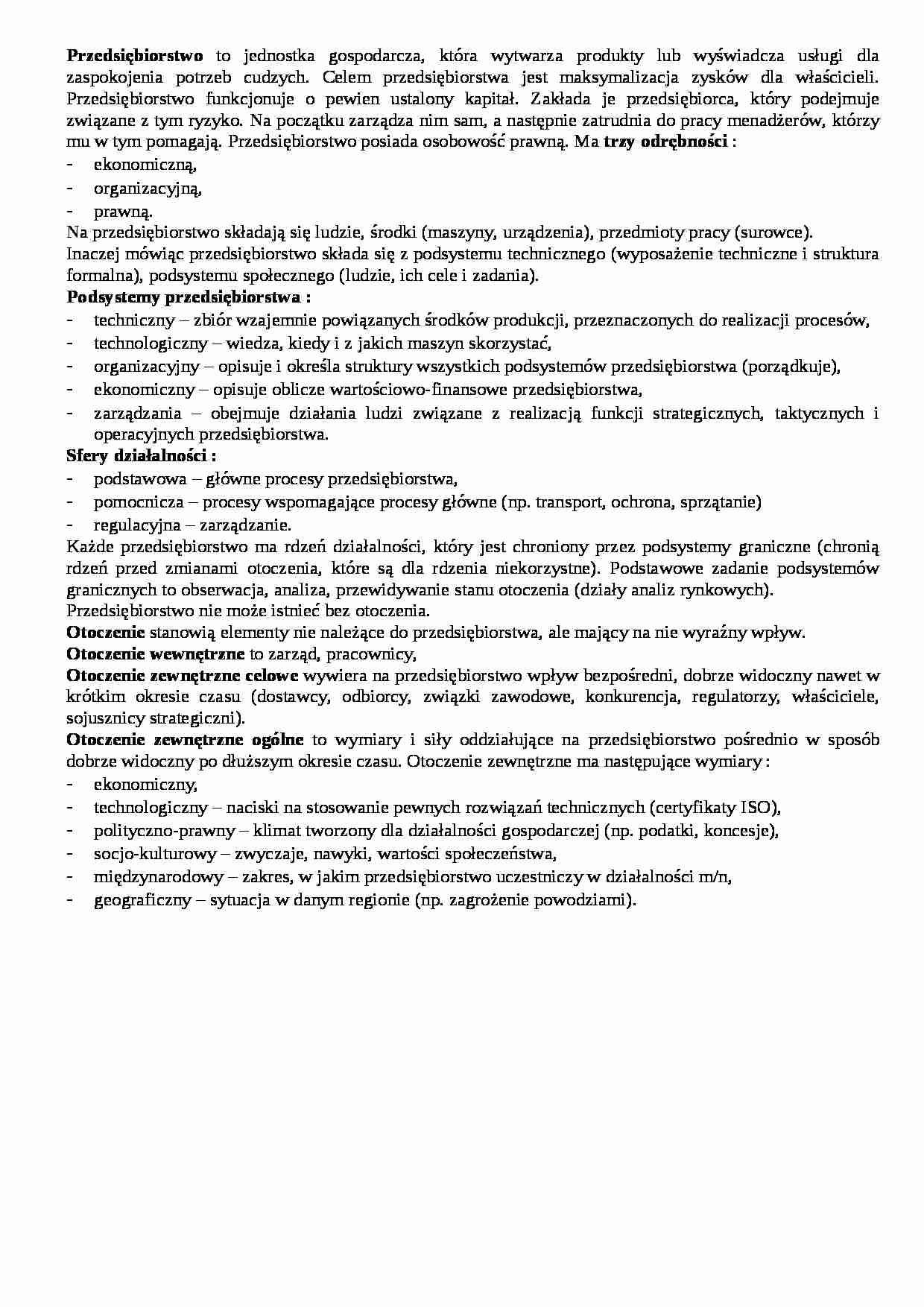 Ekonomia - notatki  - strona 1