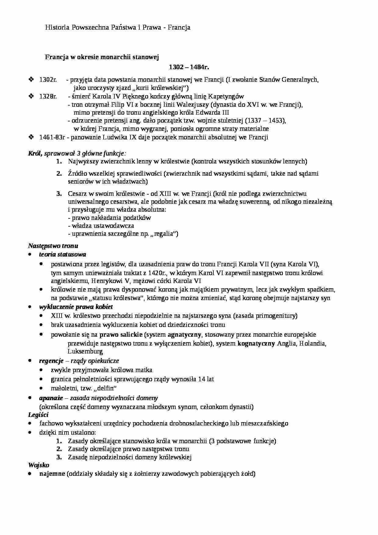 Powszechna historia państwa i prawa - zagadnienia, pytania na egzamin  - strona 1