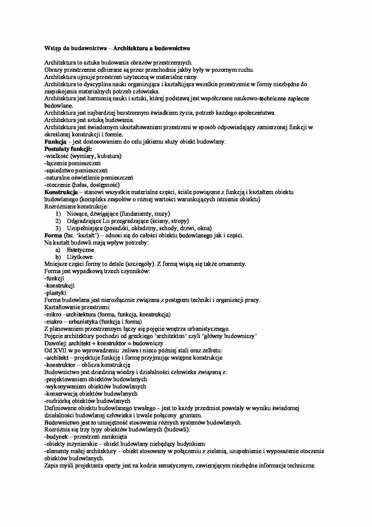 Wstęp do budownictwa - strona 1
