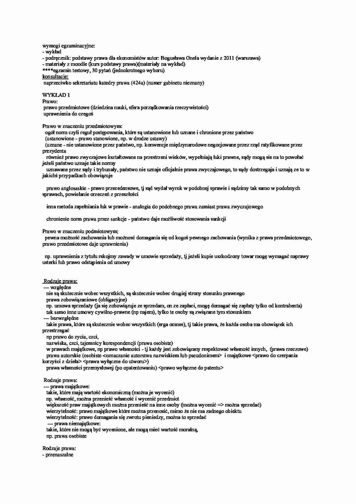 Podstawy prawa - wykład I - strona 1