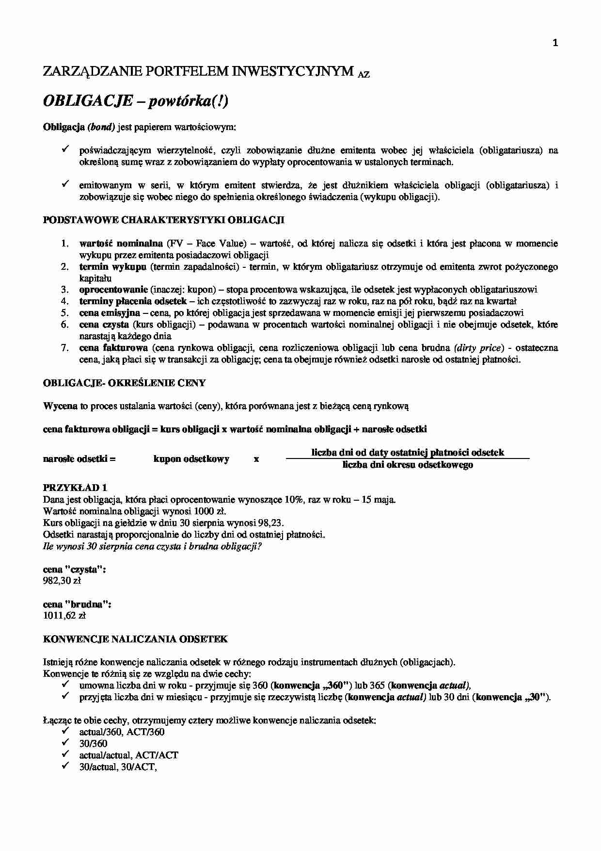 Obligacje- opracowanie - strona 1