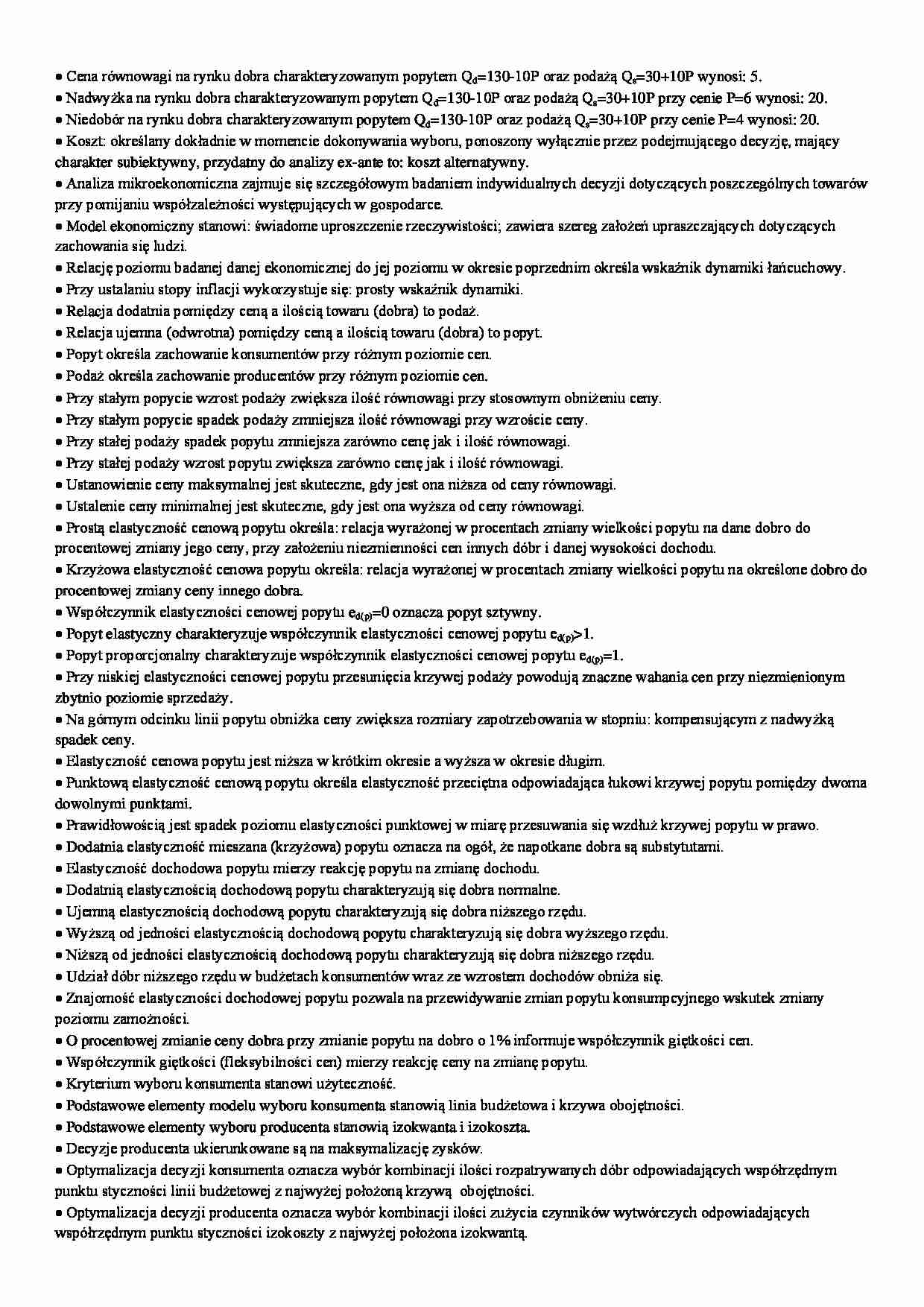 Test z Mikroekonomi (Jabłońska-Firek) odpowiedzi - strona 1