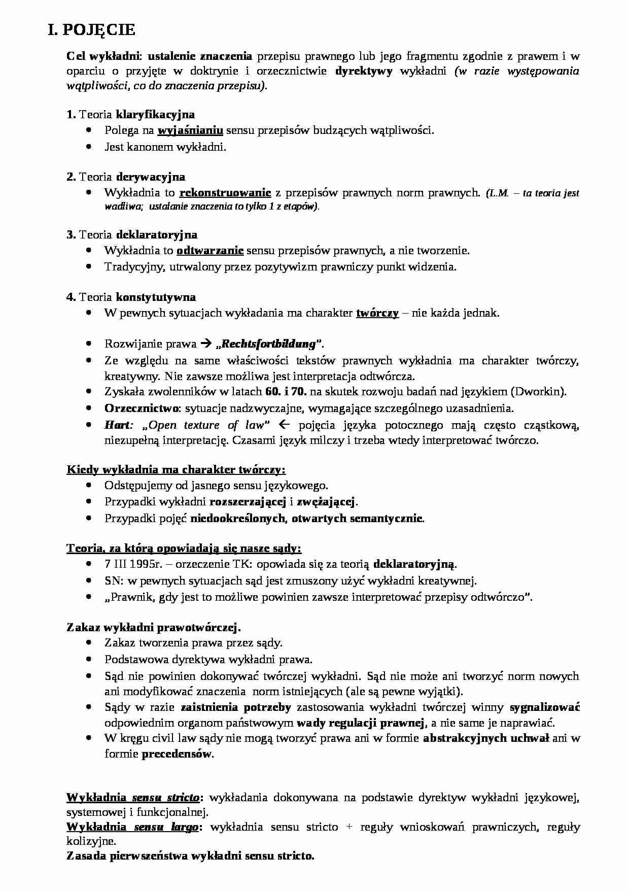 Wykładnia prawa - skrypt - strona 1