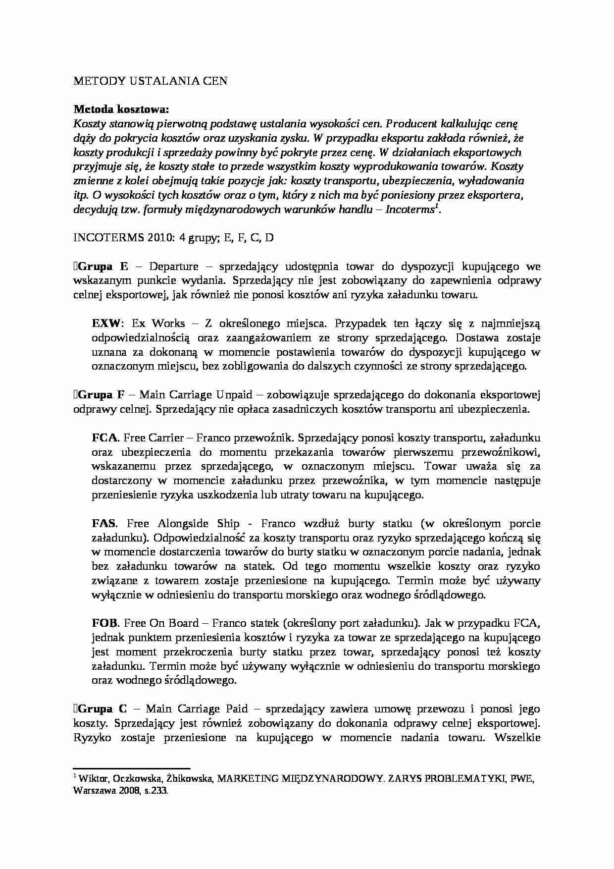 Metody Ustalania Cen - strona 1