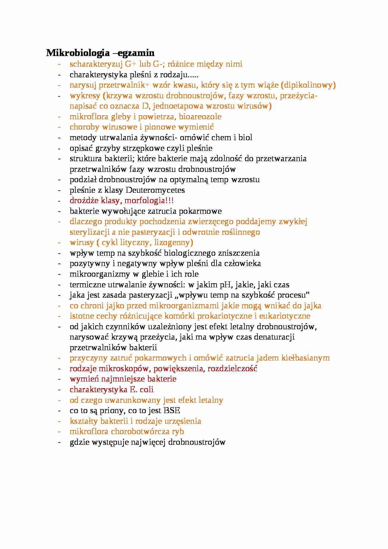 Mikrobiologia egzamin - budowa ścian komórkowych bakterii - strona 1