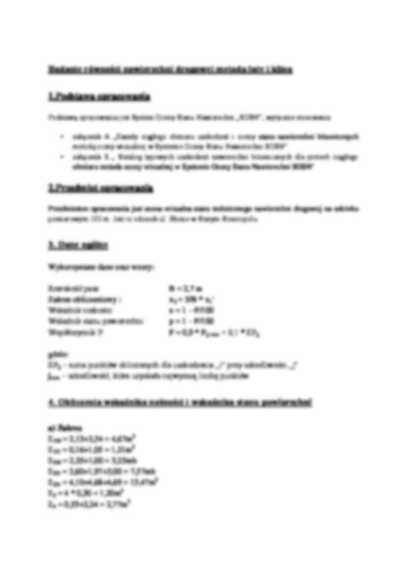 Ocena wizualna stanu technicznego nawierzchni drogowej na odcinku pomiarowym 100 m - strona 2