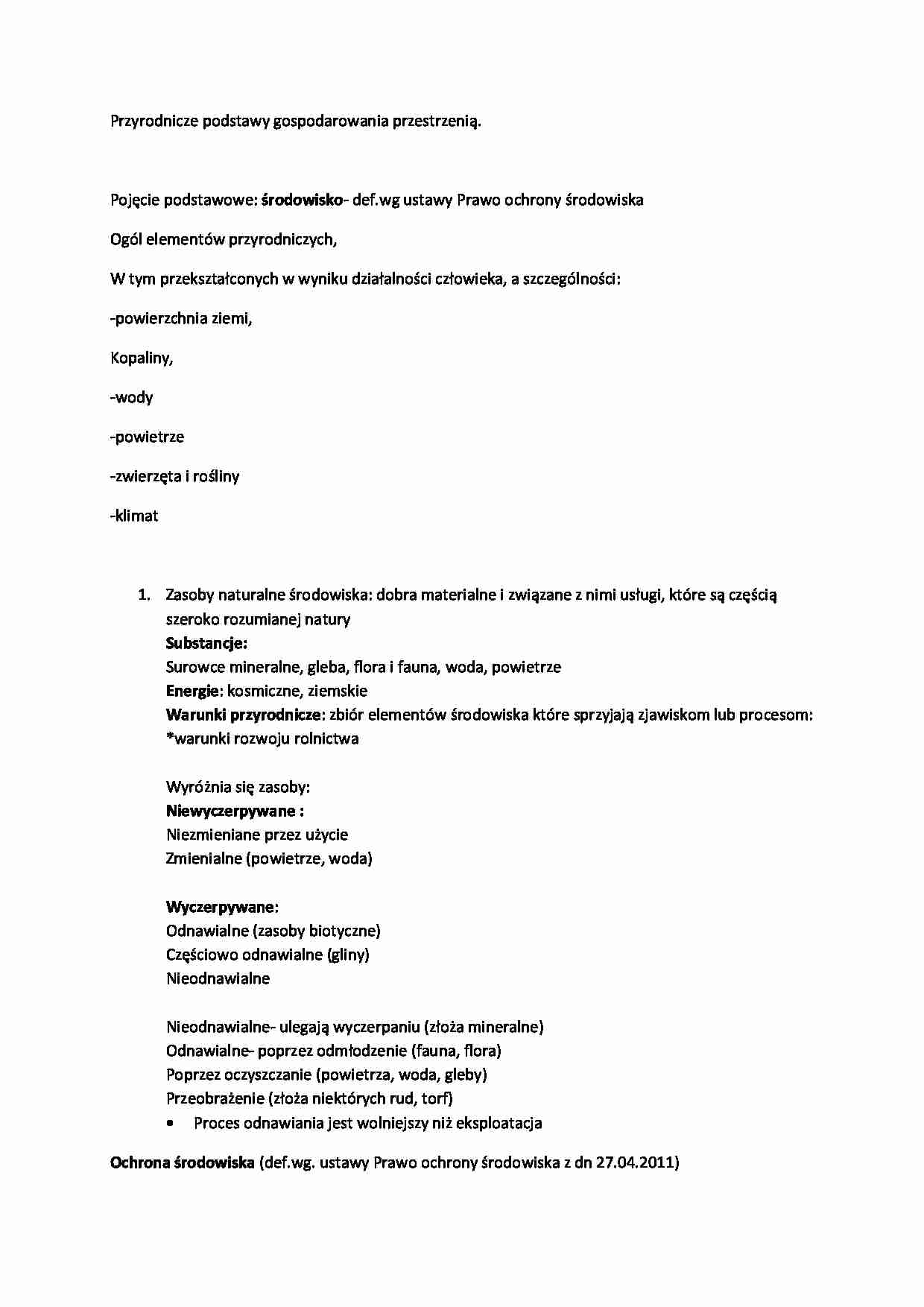 Przyrodnicze podstawy gospodarowania przestrzenią - strona 1