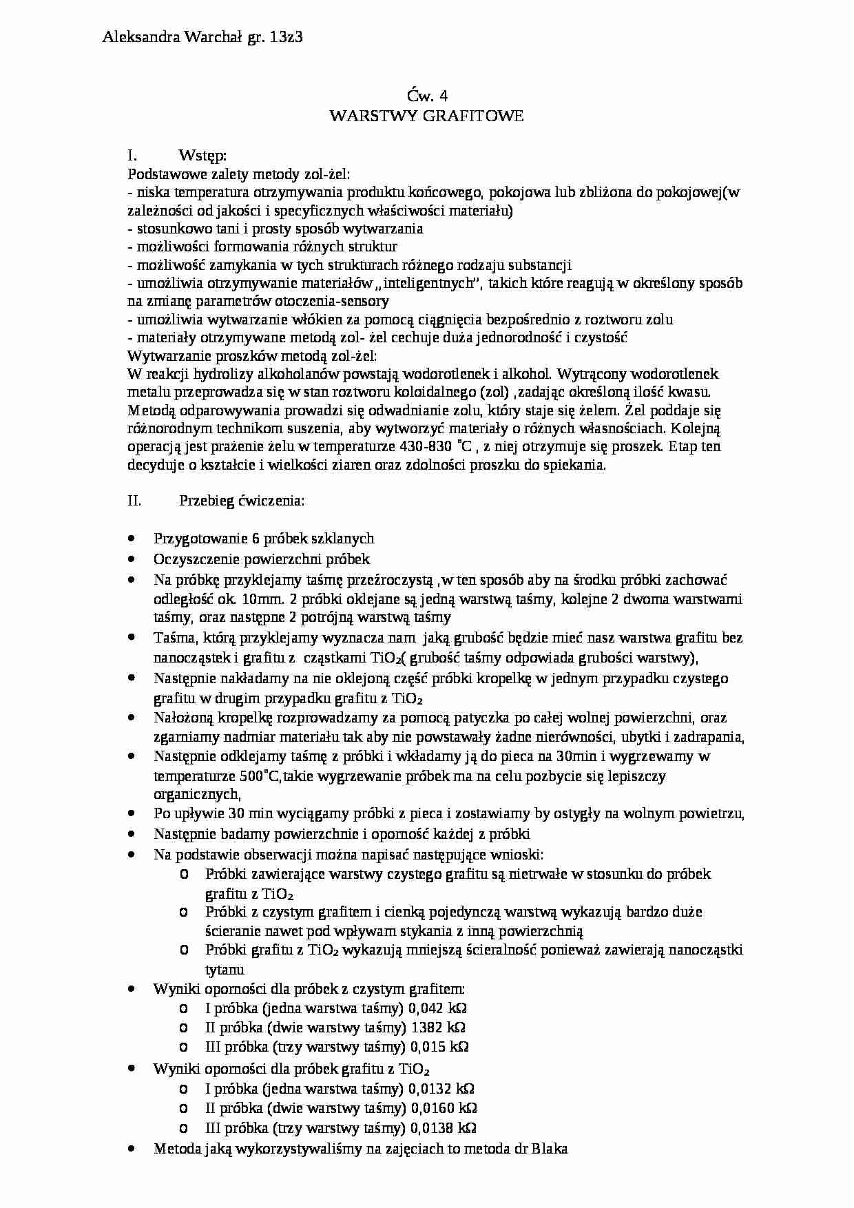 Sprawozdania z inżynierii nanomateriałowej - strona 1