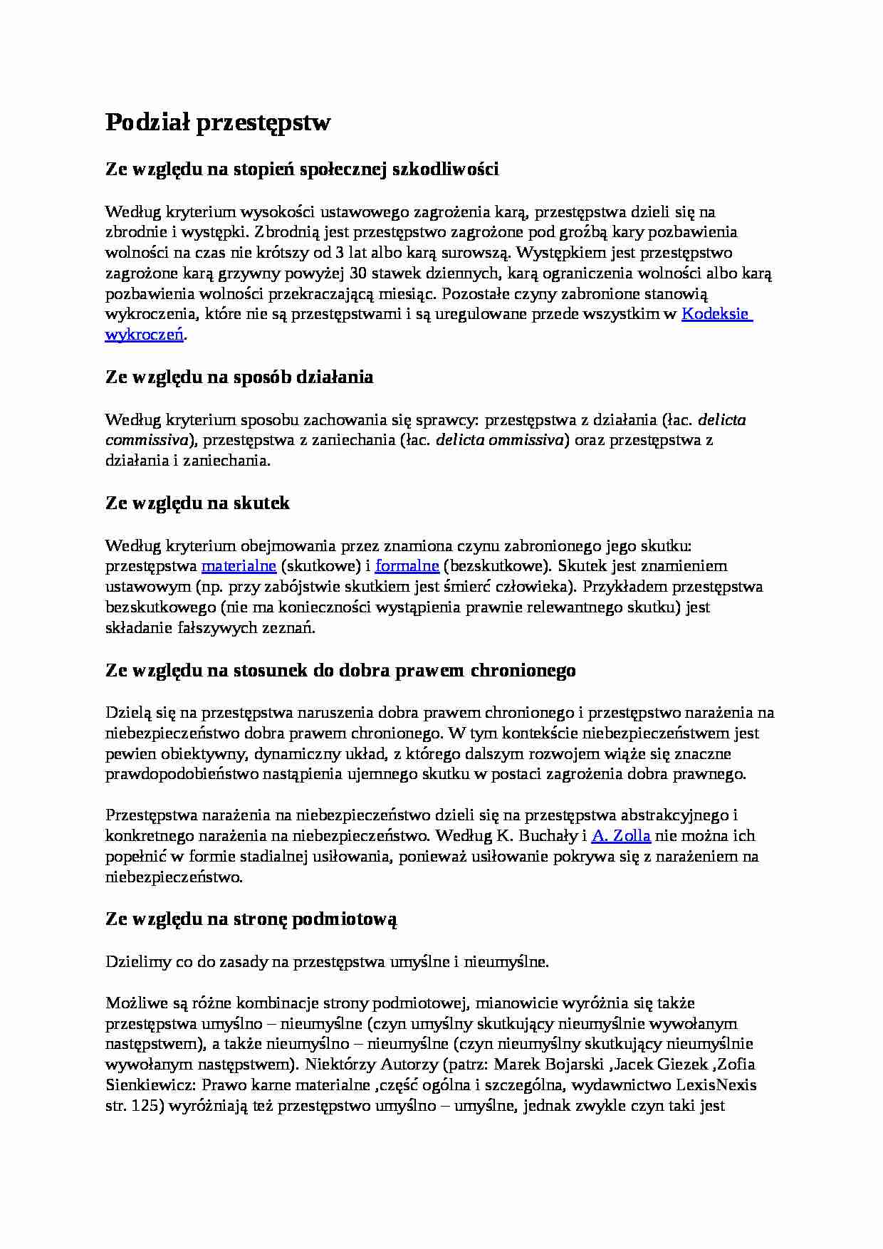 podział przestępstw - strona 1
