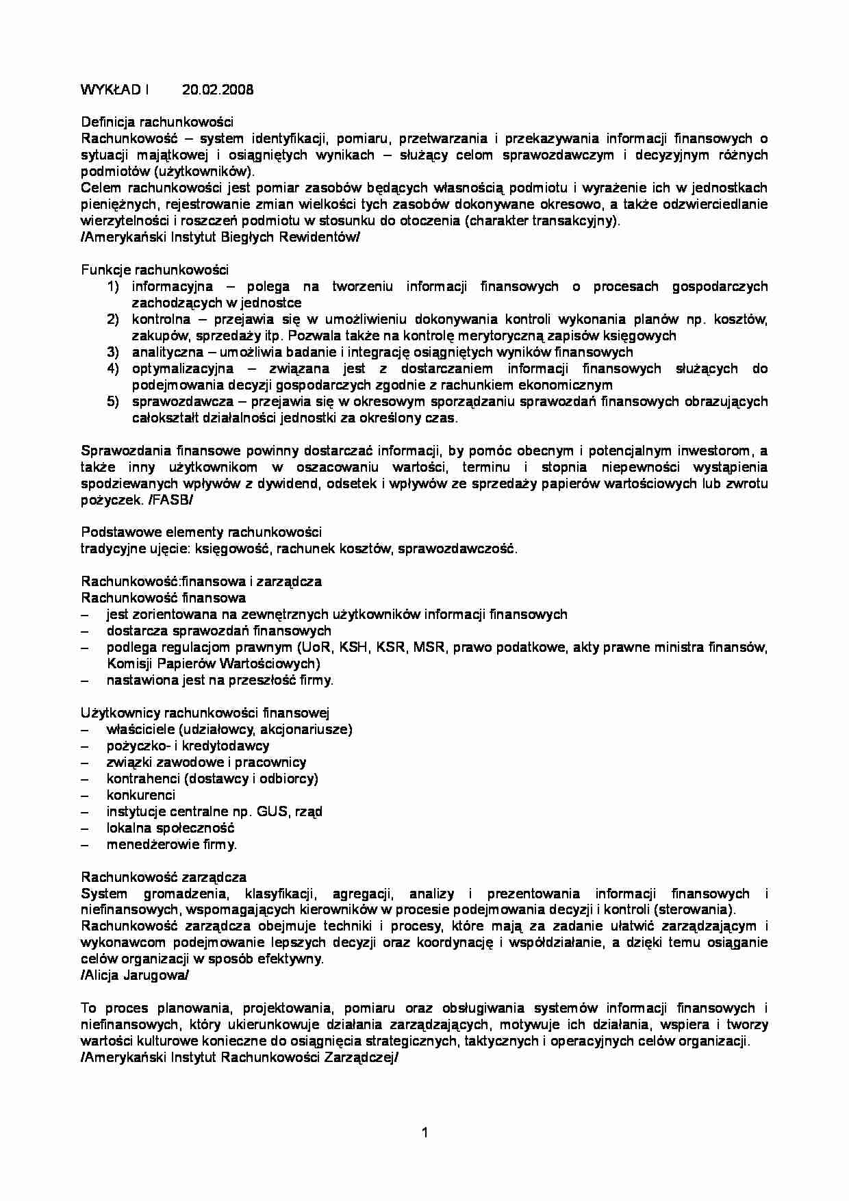 rachunkowość zarządcza - księgowość - strona 1