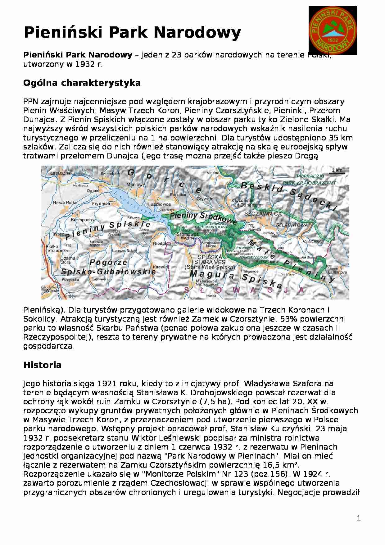 Pieniński Park Narodowy - strona 1