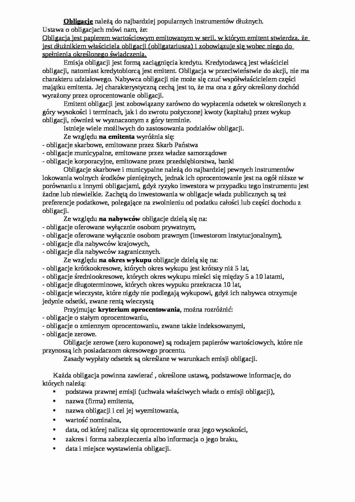 Rynek Obligacji w Polsce - strona 1