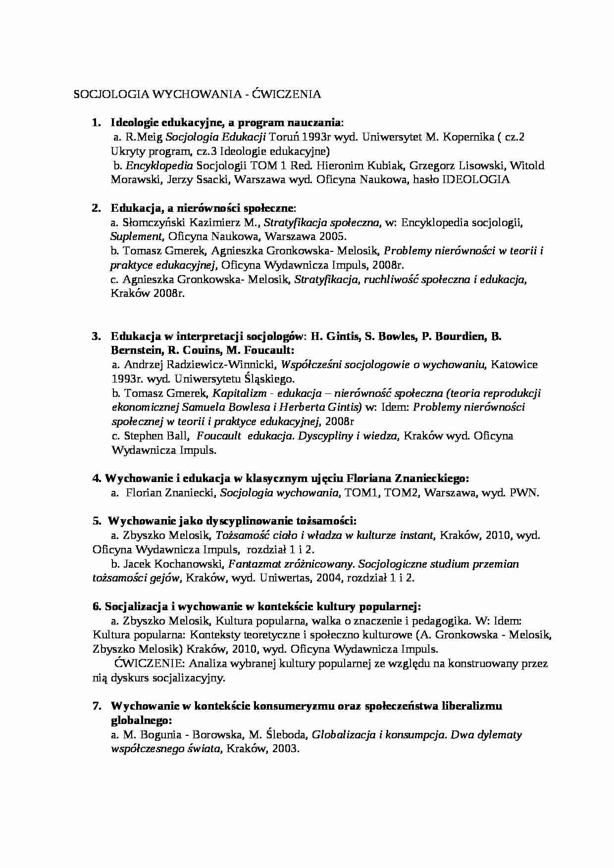 Socjologia wychowania - Edukacja, a nierówności społeczne - strona 1