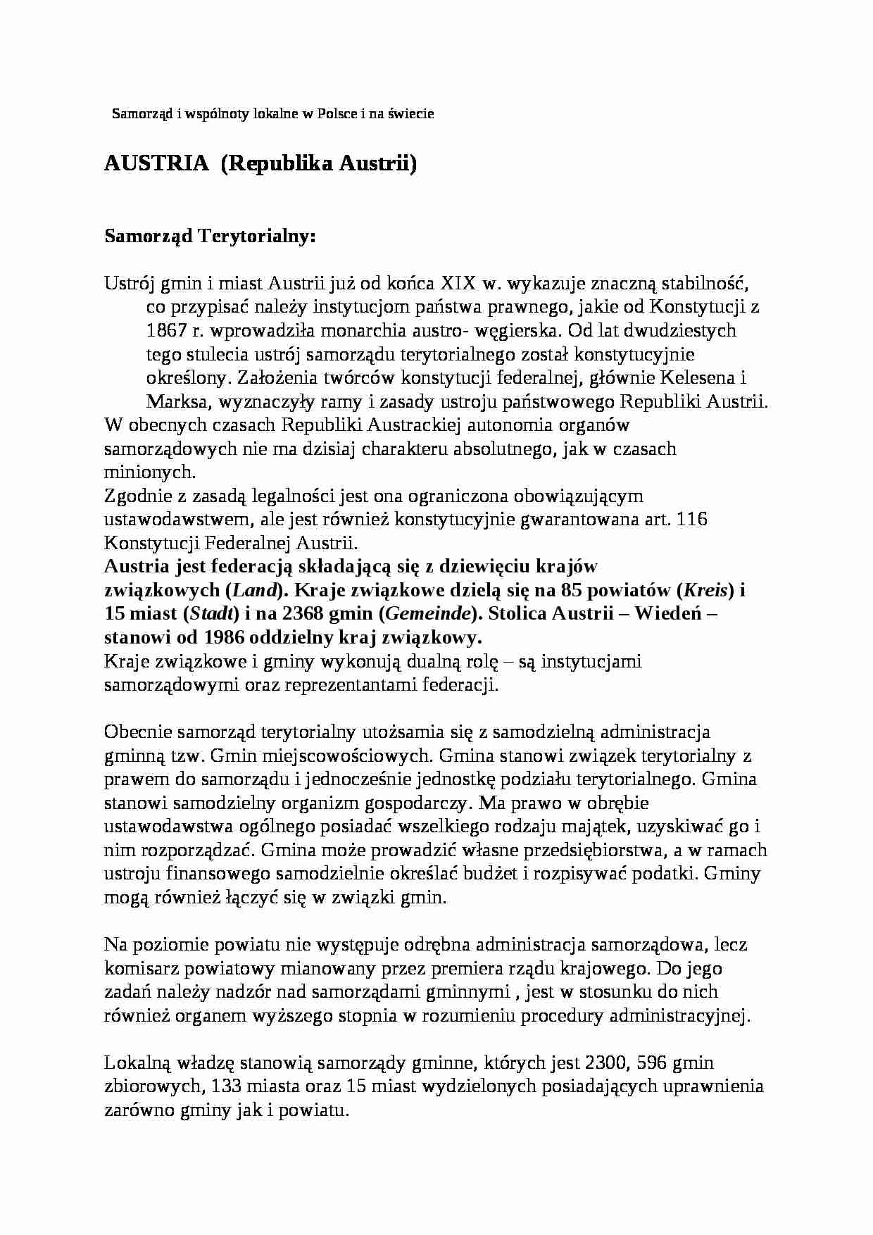 Samorząd Austrii  - strona 1