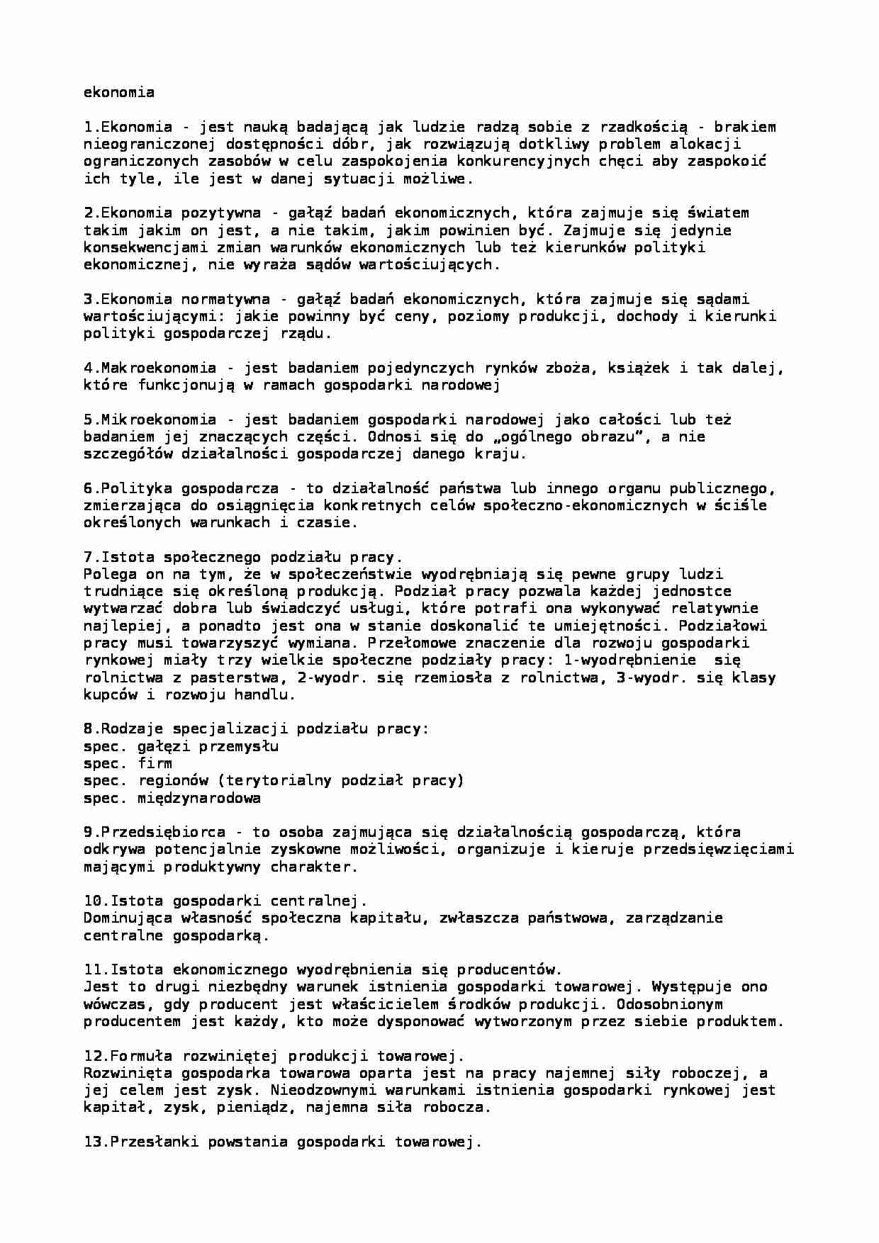 Pojęcia z ekonomii - strona 1