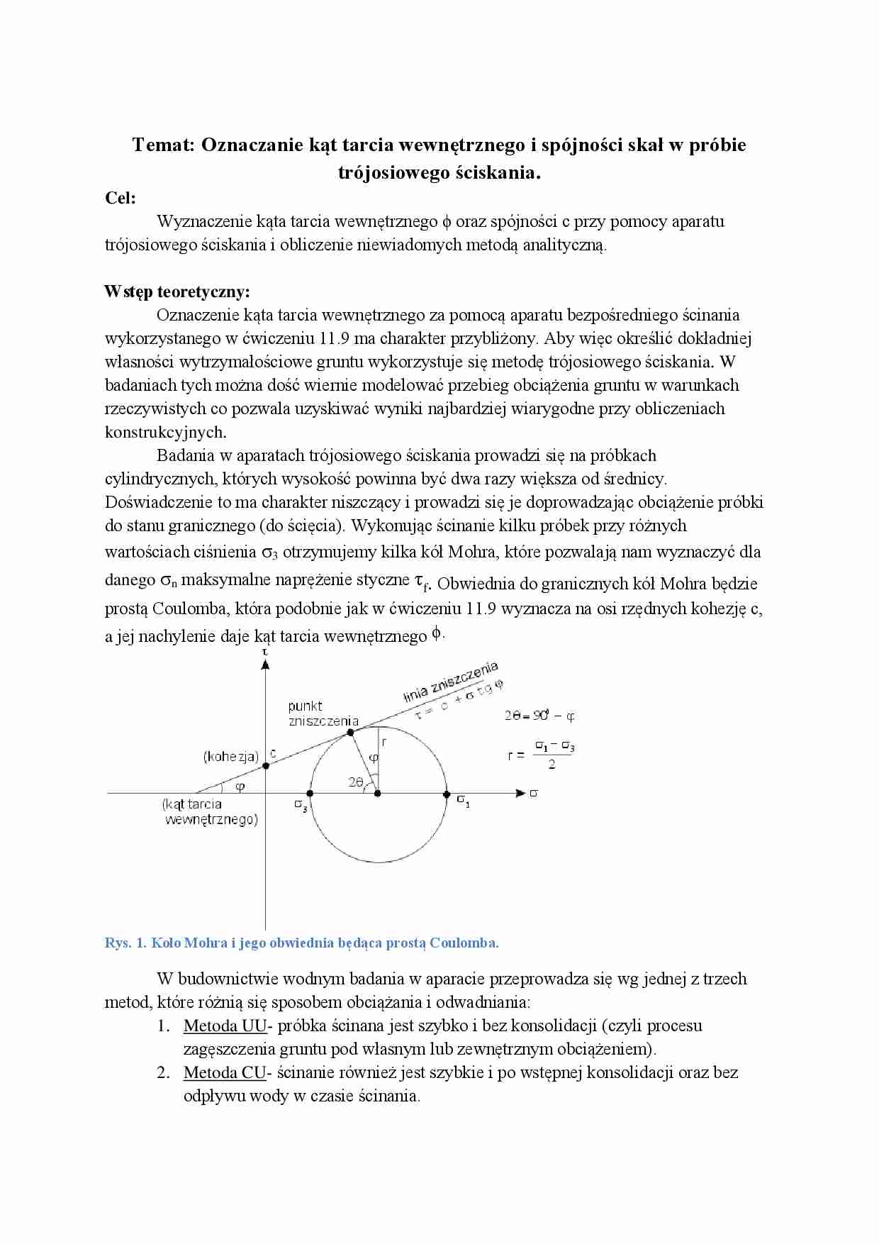Oznaczanie kąt tarcia wewnętrznego i spójności ska - strona 1
