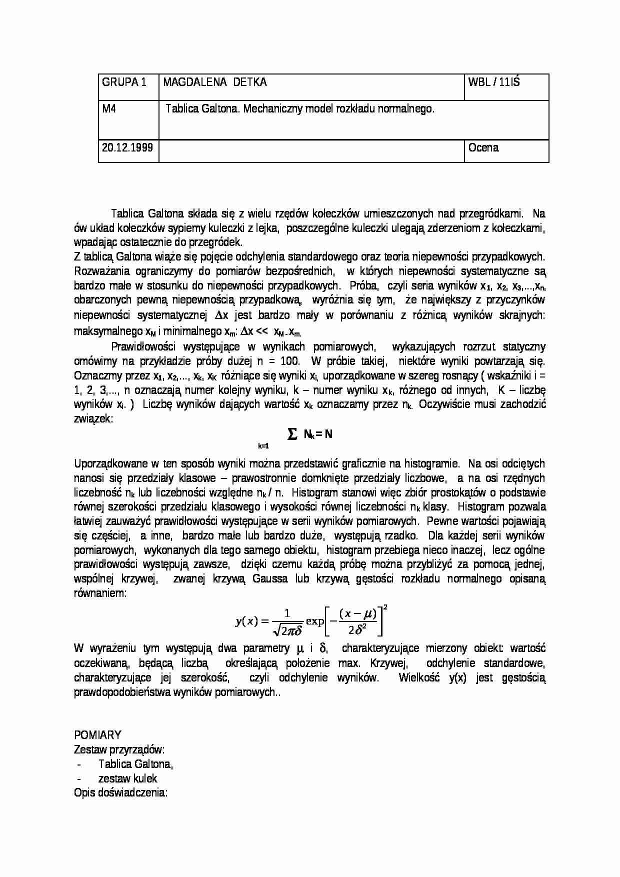 Sprawozdanie z fizyki M4 - strona 1