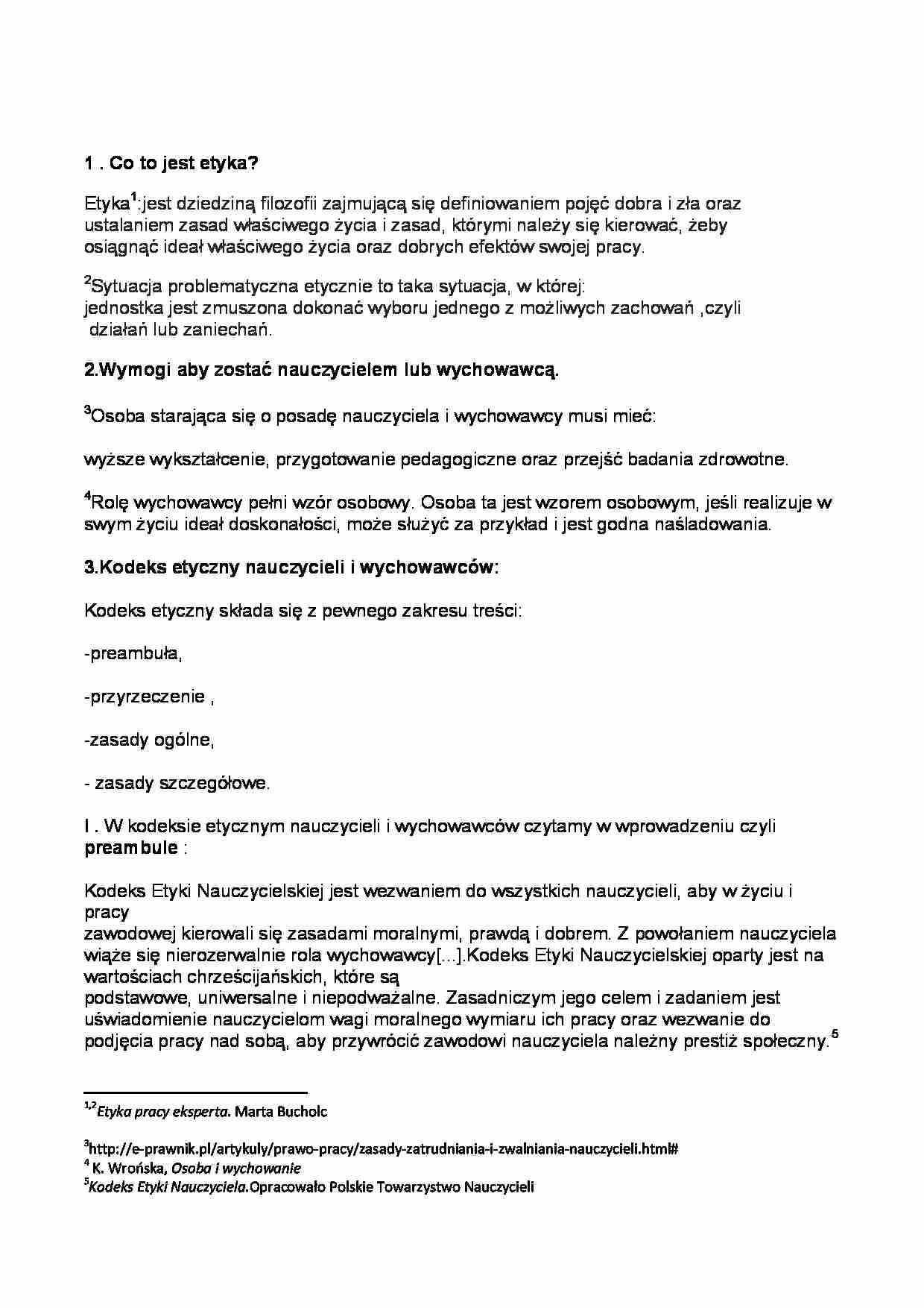 Etyka zawodowa nauczycieli i wychowawców - strona 1