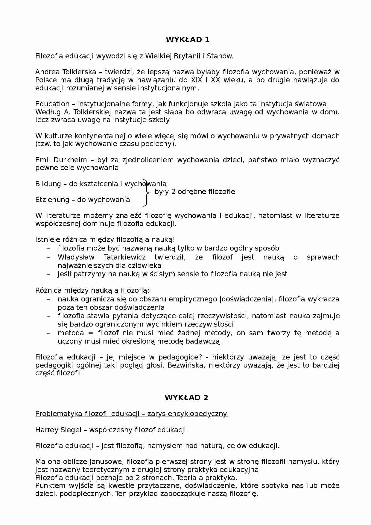 Filozofia Edukacji - strona 1