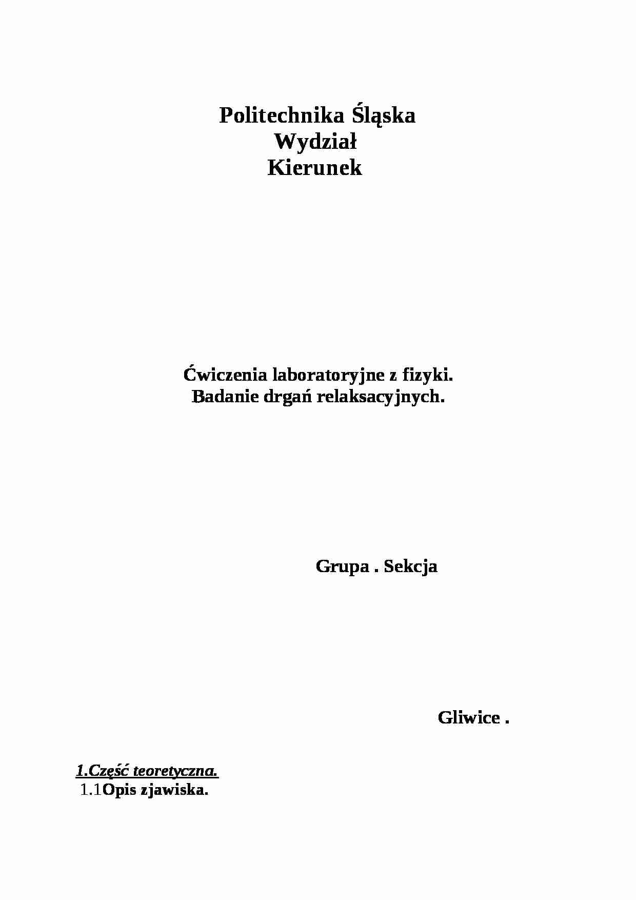 Badanie drgań relaksacyjnych - strona 1