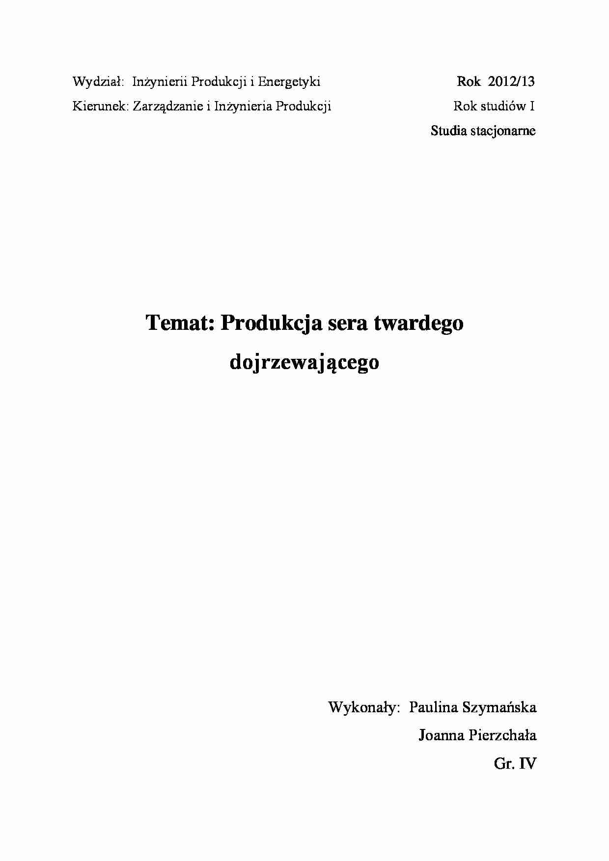 Produkcja sera dojrzewajacego twardego - strona 1