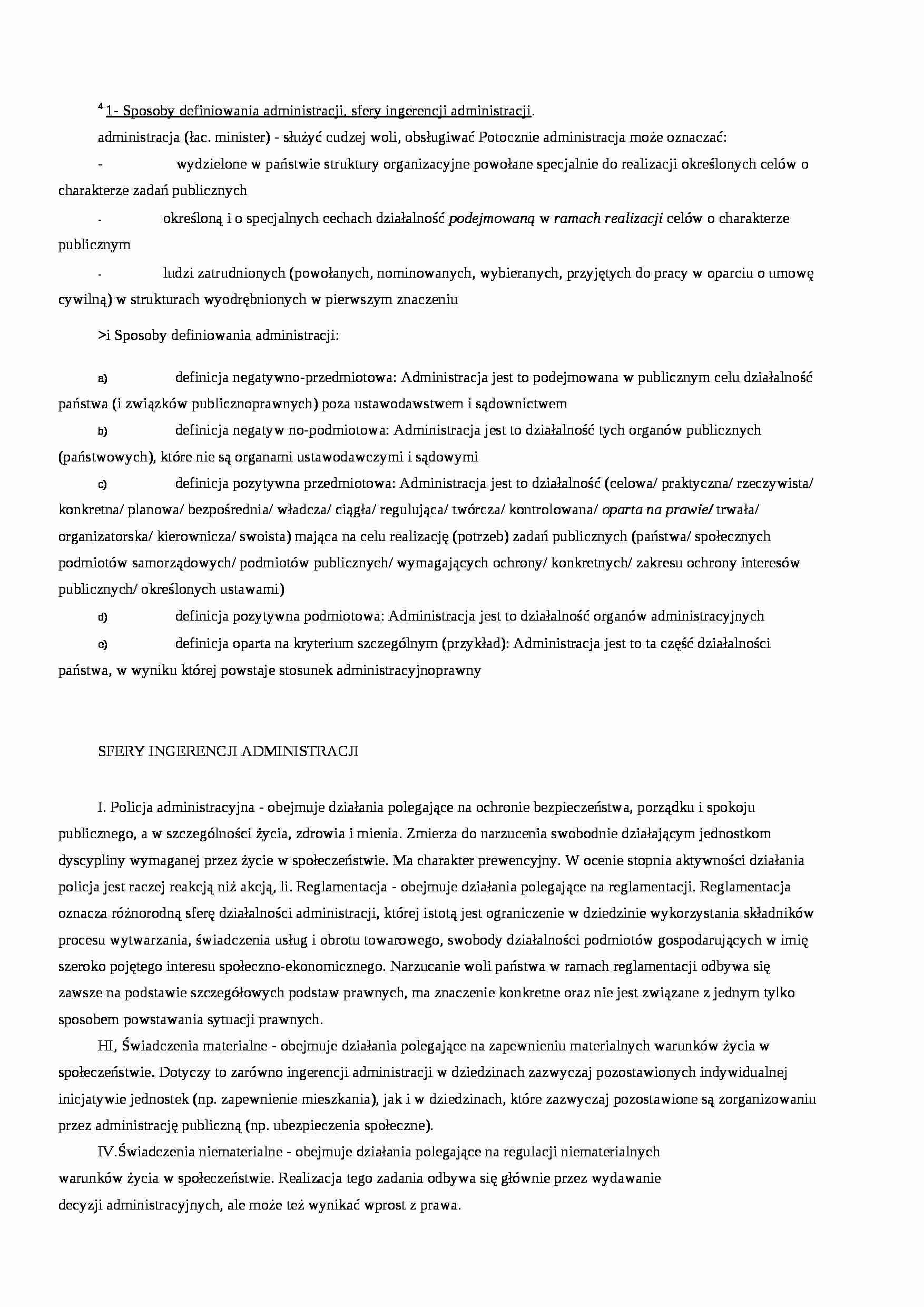 Prawo administracyjne - notatki z wykładów - strona 1