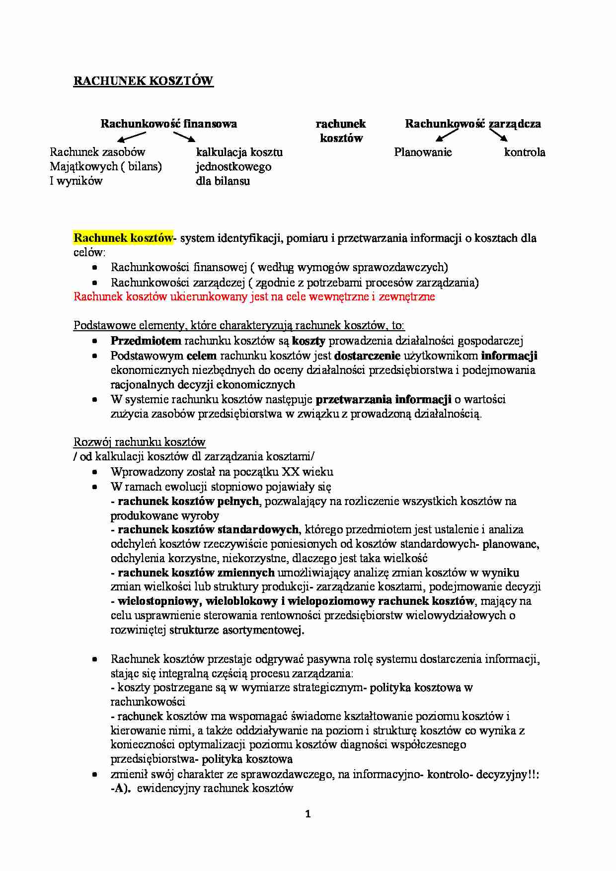 Rachunek kosztów - Działania tworzące wartość - strona 1