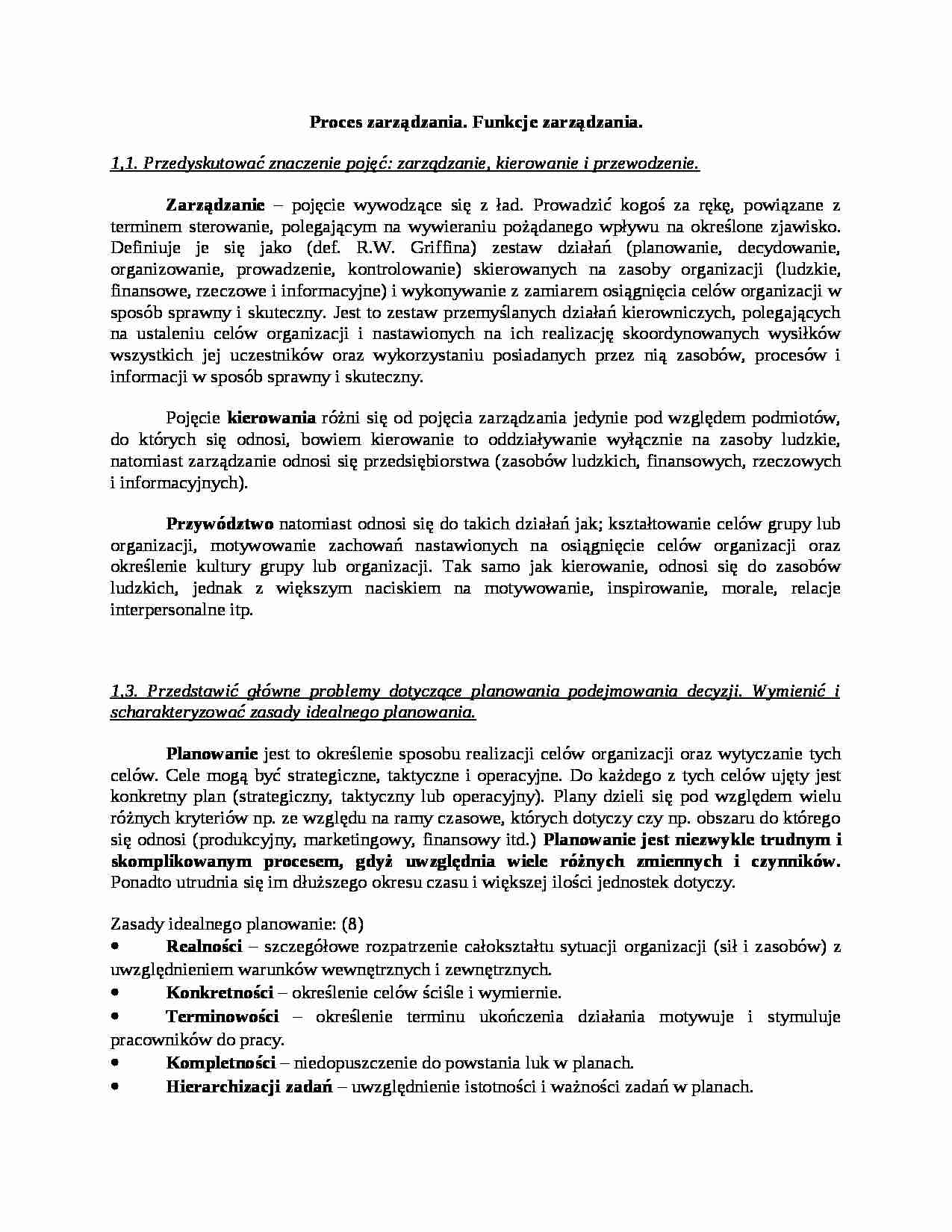 Podstawy zarządzania - Przywództwo - strona 1