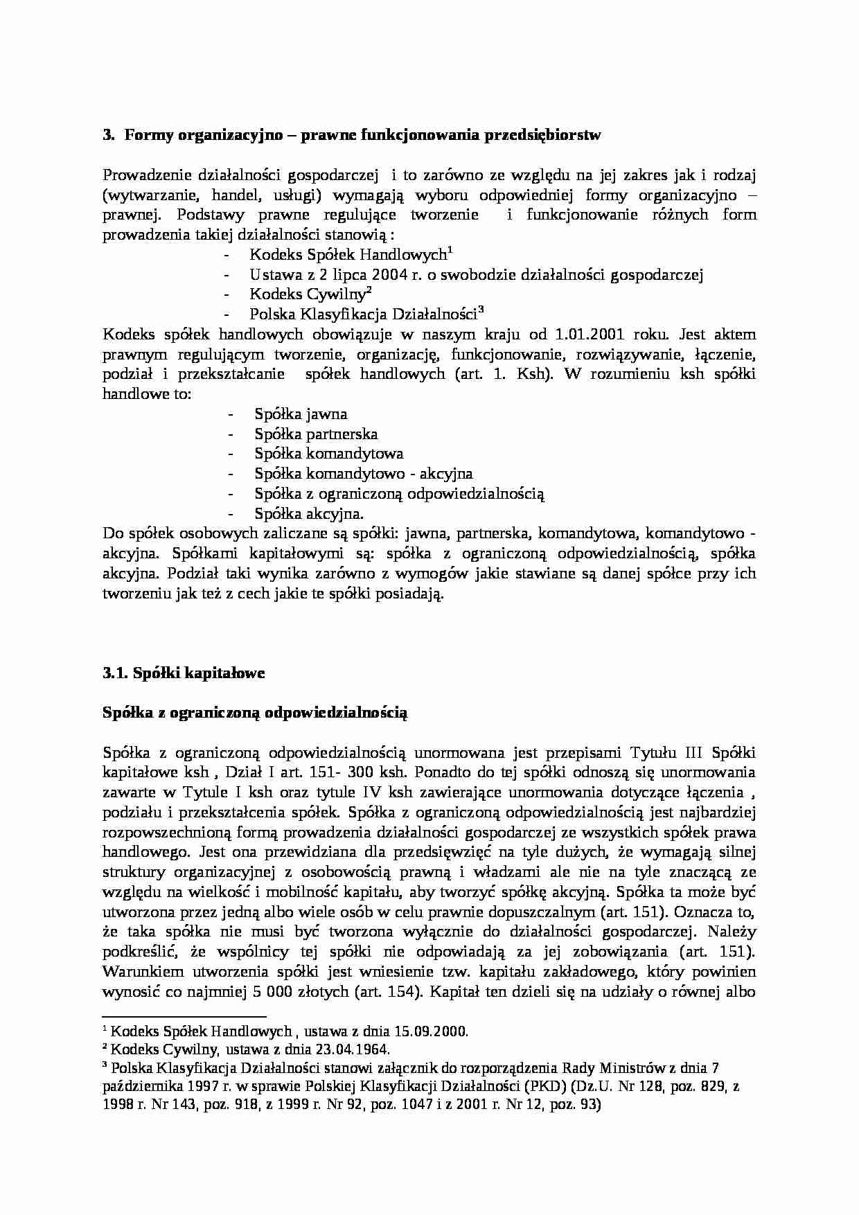 formy organizacyjno prawne - strona 1