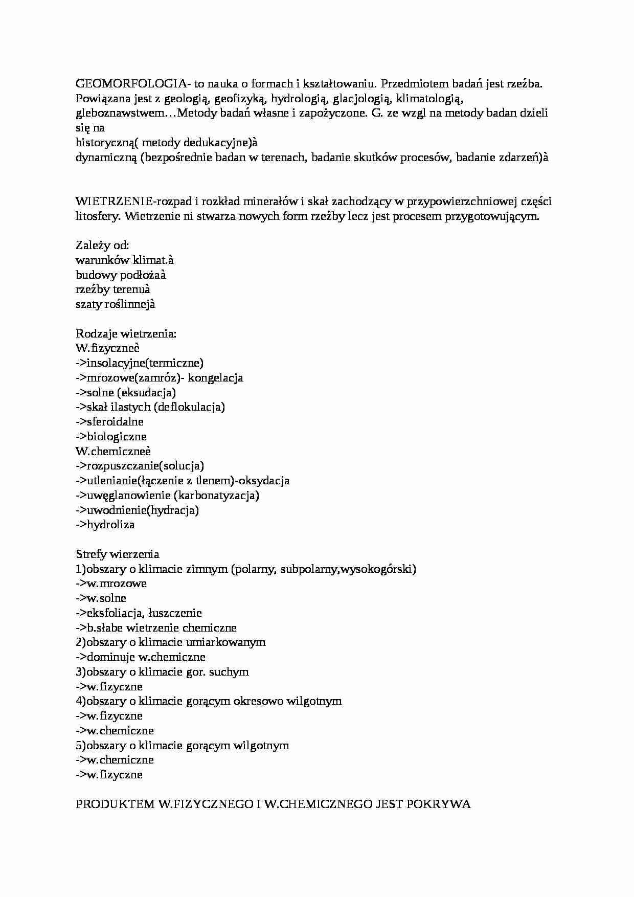 Geomorfologia egzamin - strona 1