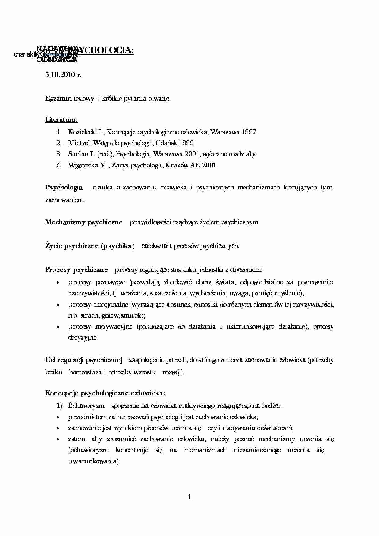 Psychlogia - wykłady - strona 1