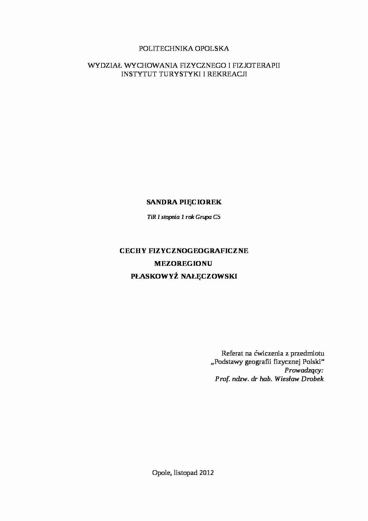 Płaskowyż Nałęczowski - referat - strona 1