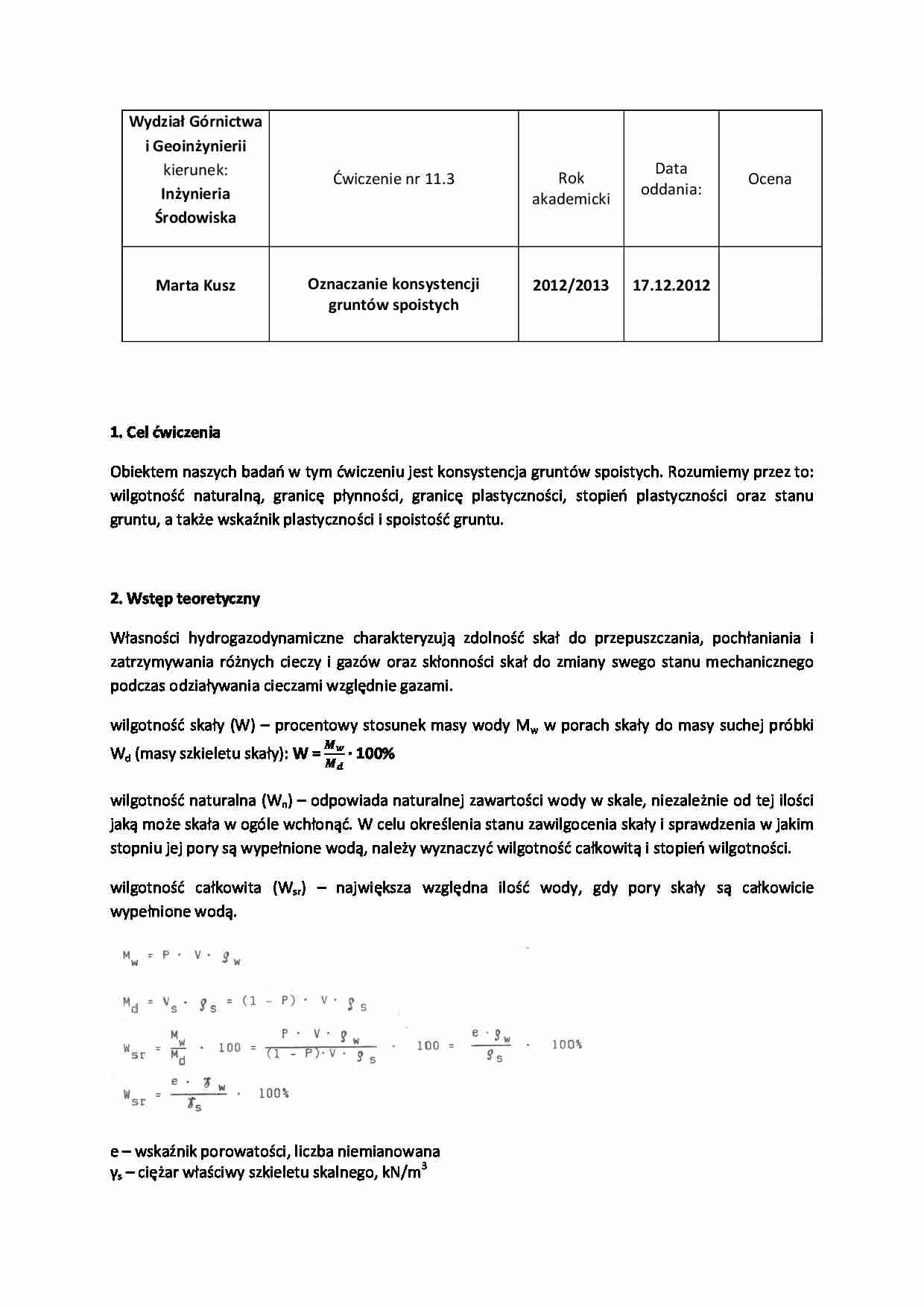 Oznaczanie konsystencji gruntów spoistych - strona 1