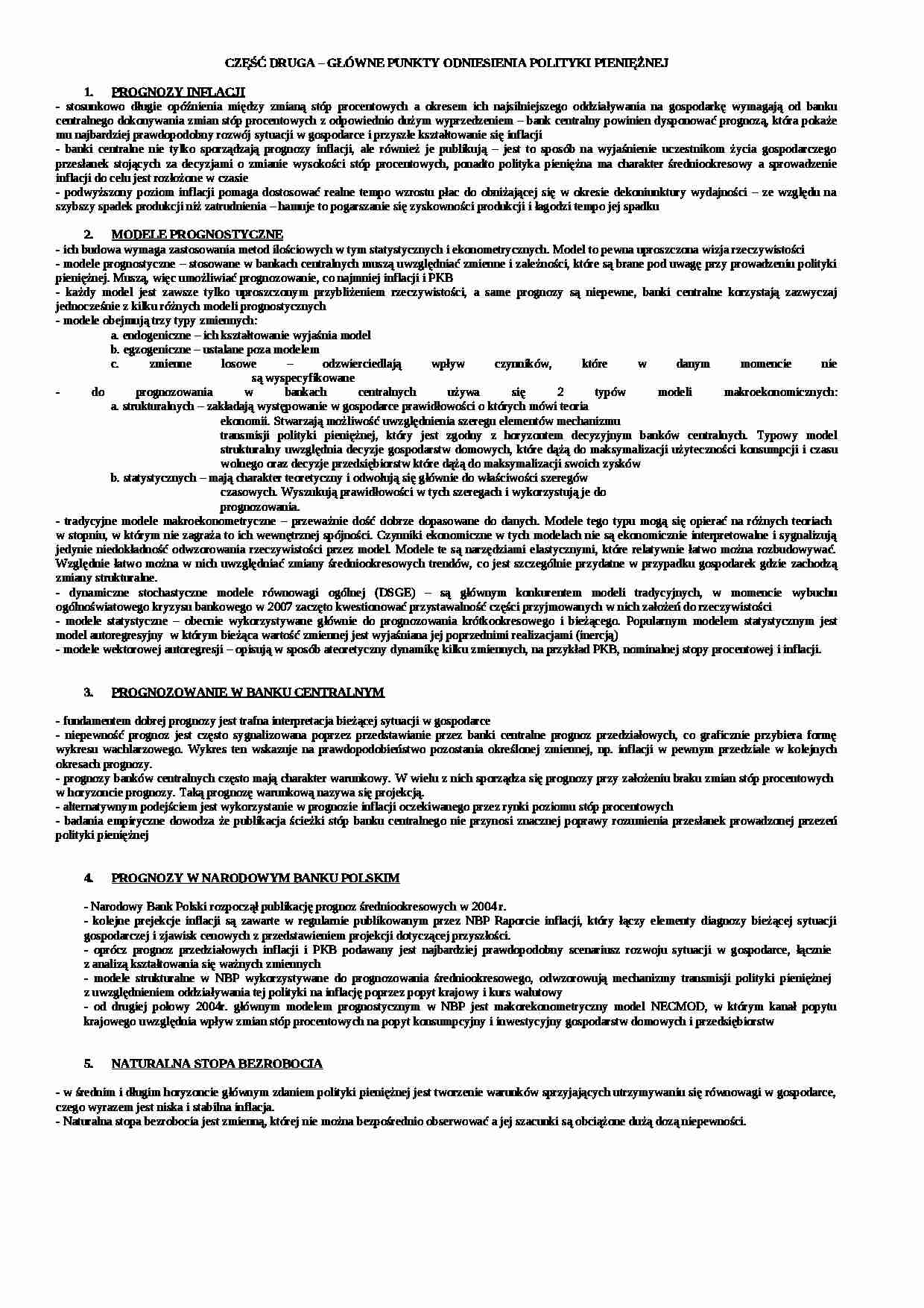 Główne punkty odniesienia polityki pieniężnej - strona 1