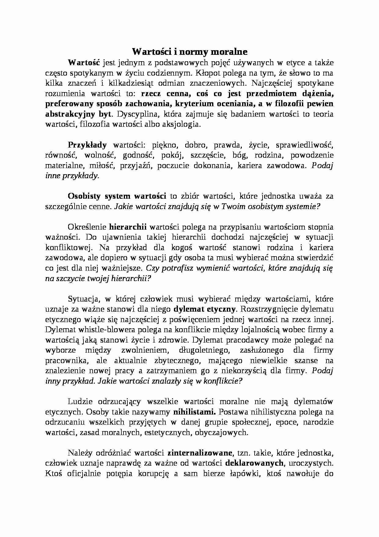 Wartości moralne - strona 1
