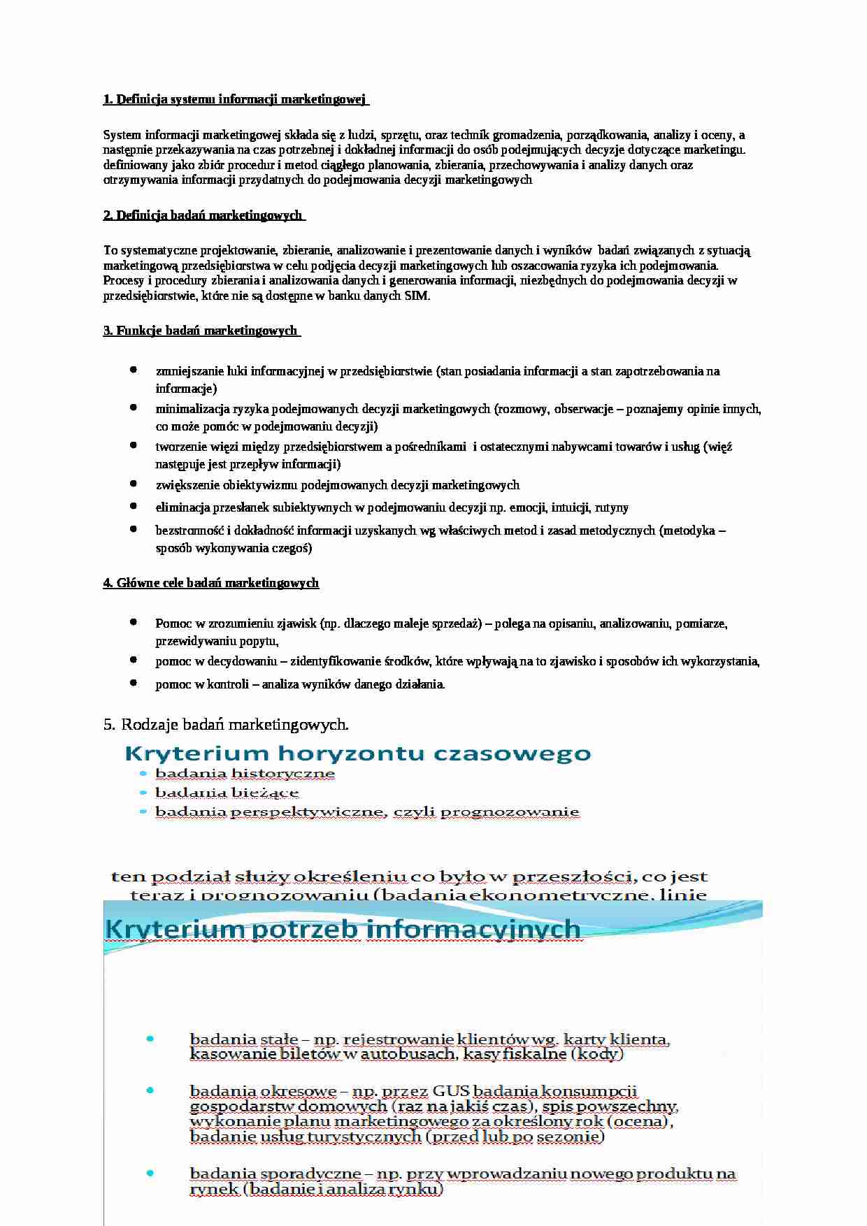Badania marketingowe - funkcje, cele - pytania na kolokwium - strona 1