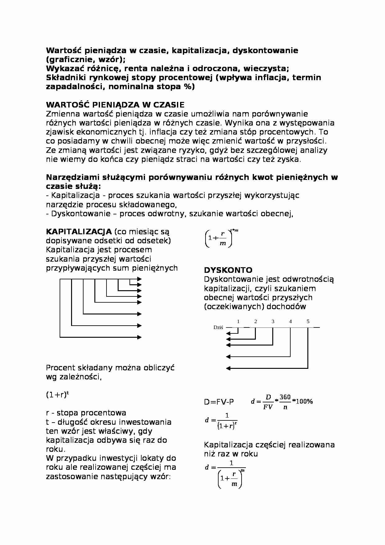 Matematyka finansowa - kapitalizacja, dyskonto, renta - strona 1