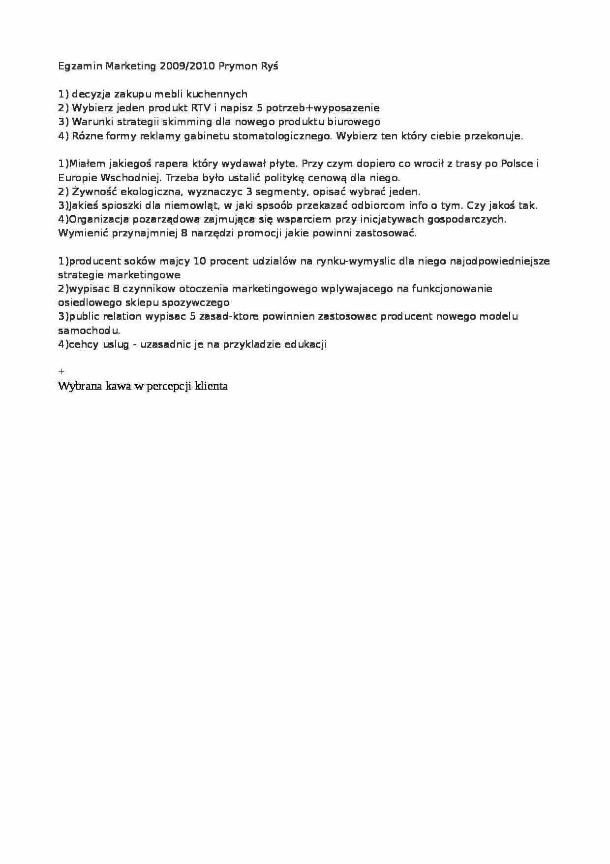Marketing - pytania na egzamin - strona 1