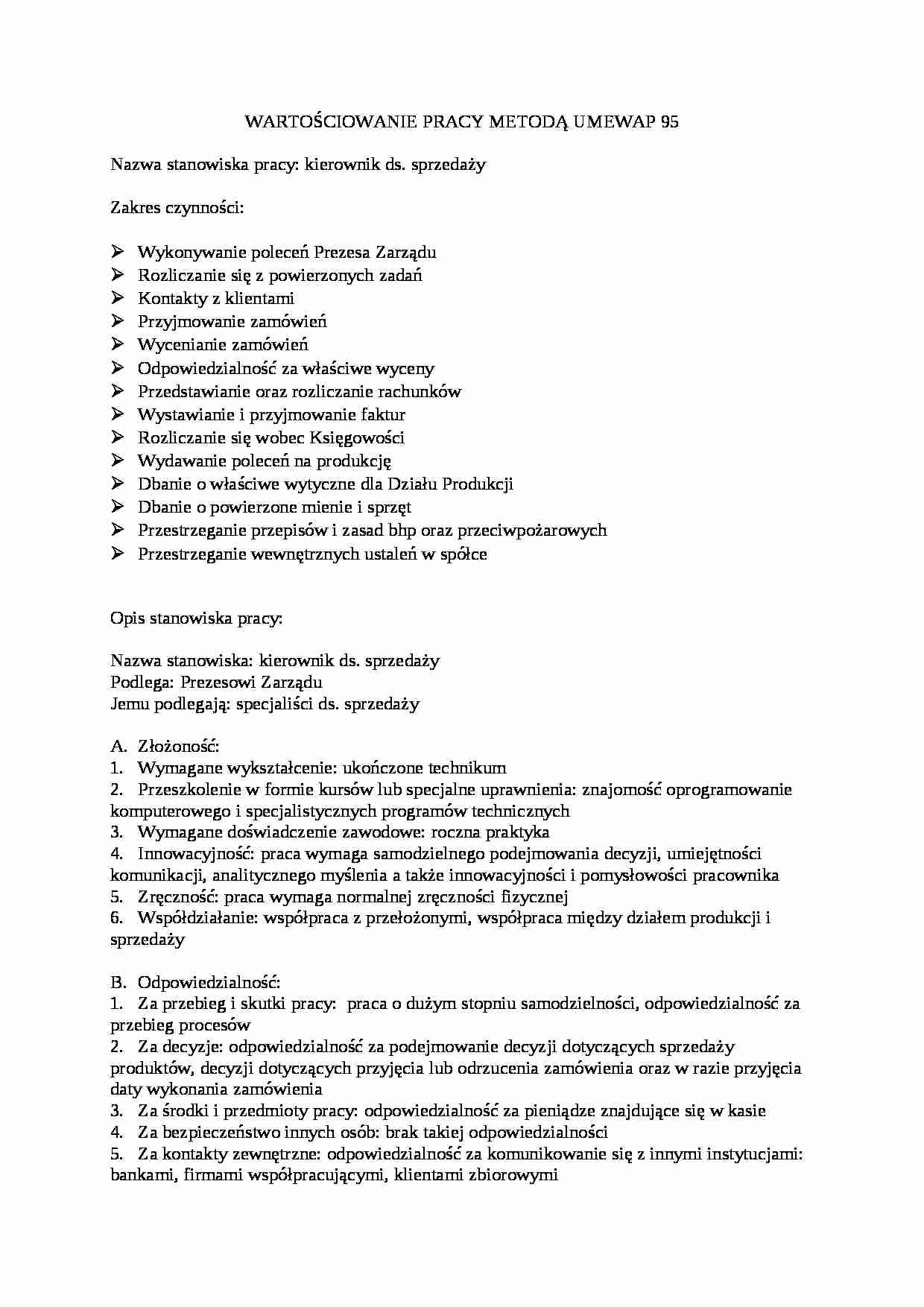 Wartościowanie metodą UMEWAP95 - strona 1
