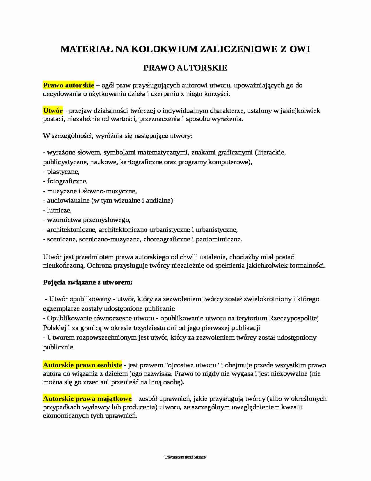 Ochrona własności intelektualnej - materiały na kolokwium - strona 1